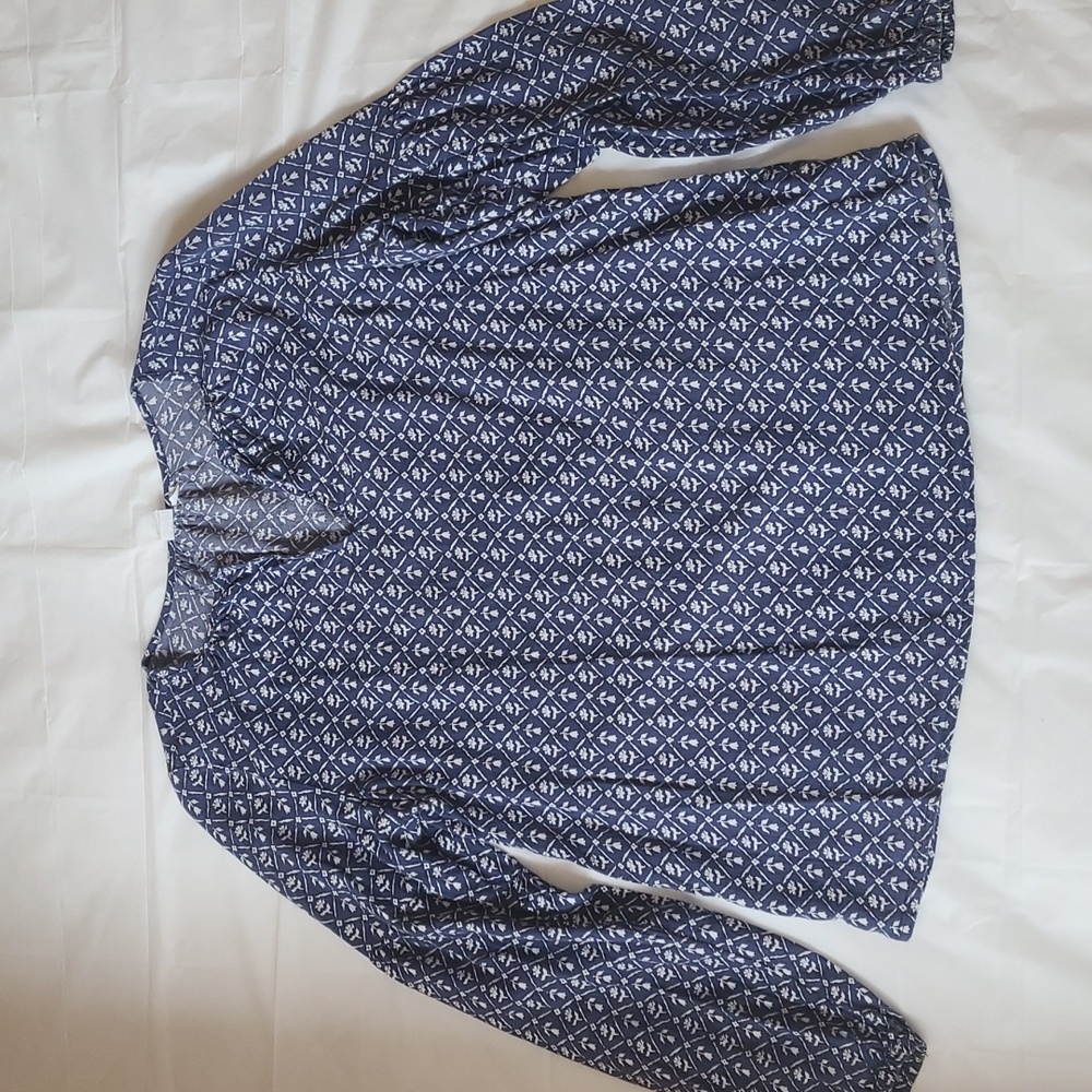 GAP 🐦 Vtg Y2K 🌾 Lightweight Long-sleeve Cornflower Blue Floral Blouse 🪺 Sz S